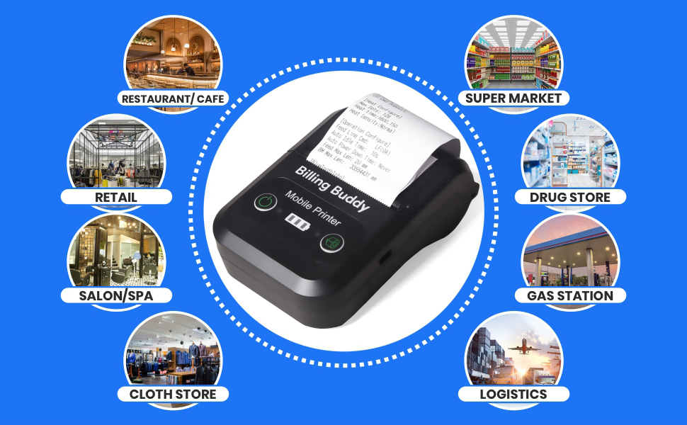 Billing Buddy Bluetooth + USB 58MM 2 Inch With 1 Year POS Software Thermal Receipt Printer