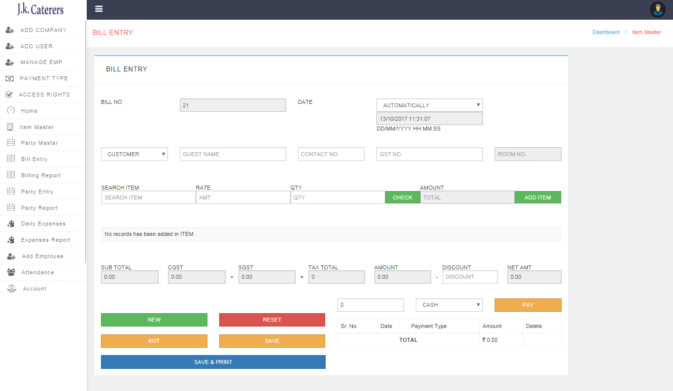 Guest House Billing Software